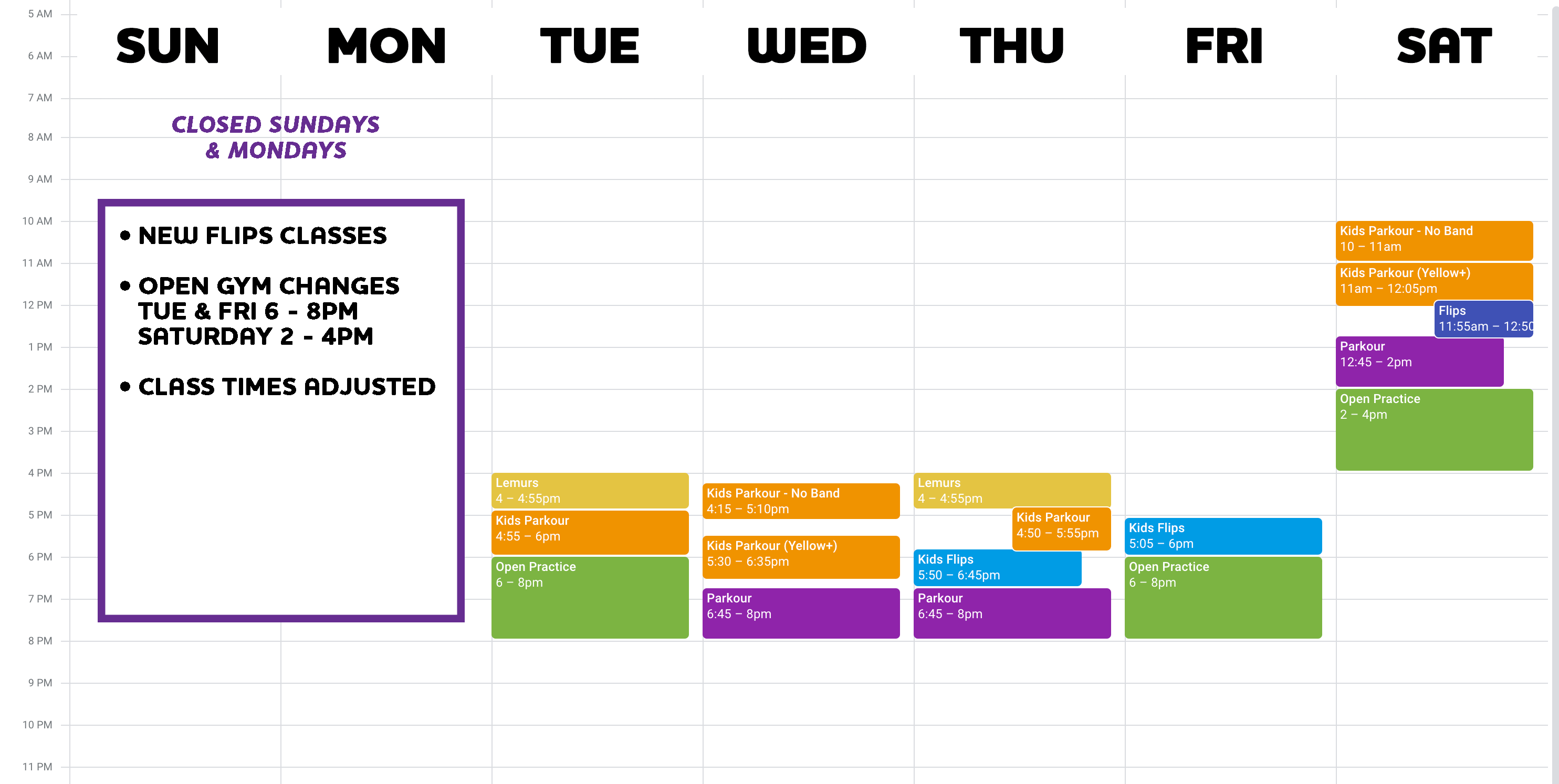 New Port Moody Schedule Origins Parkour